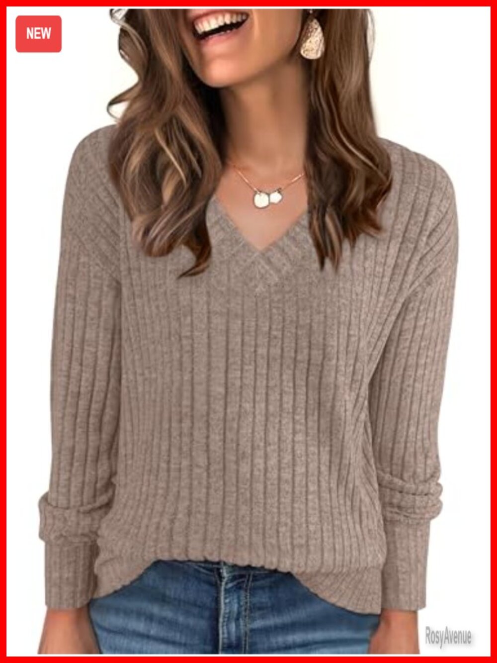 Ribbed V Neck Long Sleeve Drop Shoulder Tunic Top Casual Layering